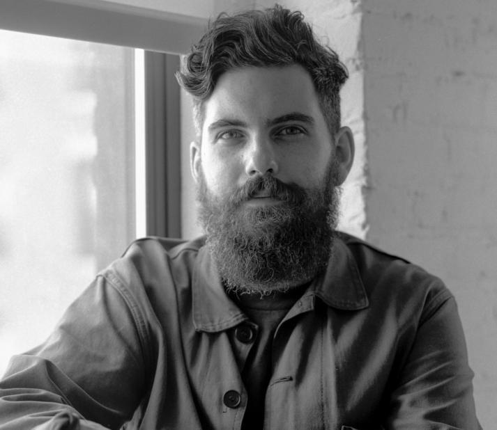 Black and white photo of Nick Lehane