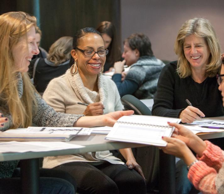 group of women working at table