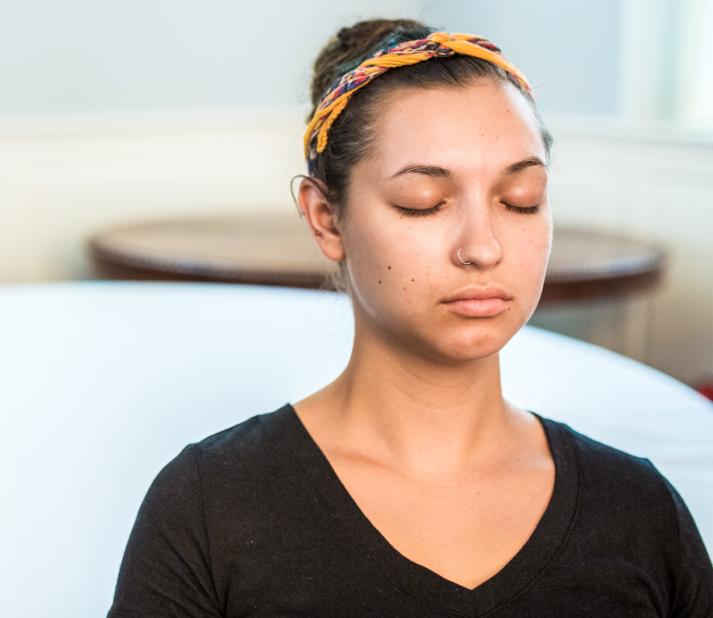 Woman with eyes closed in meditation