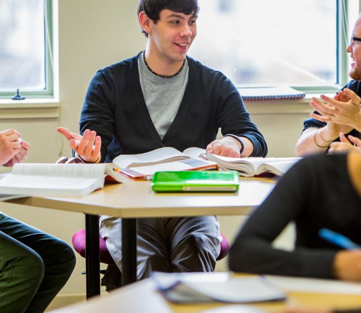 students interacting in classroom