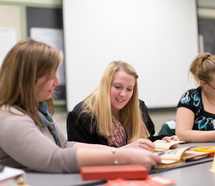 Small group of students in a classroom setting