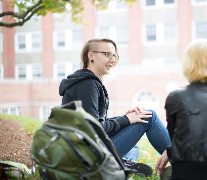 students sitting in the quad 