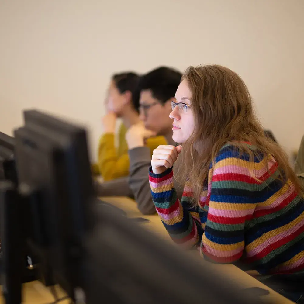student working on computer