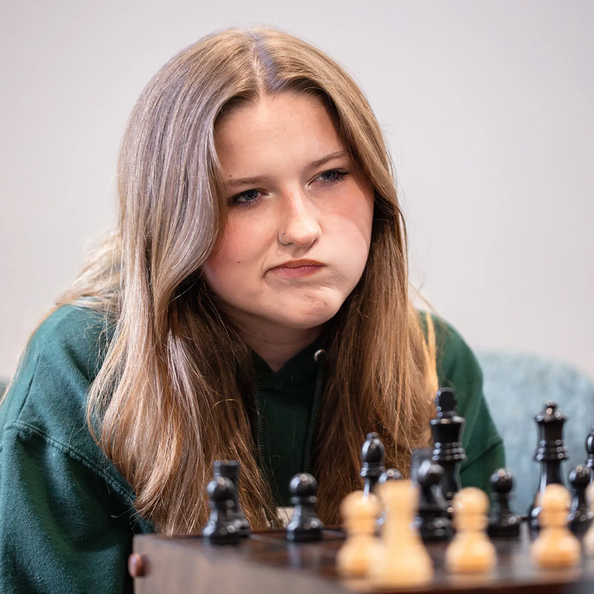 student playing chess