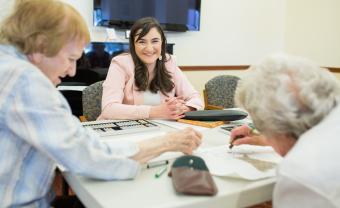 Simona Granfone teaching the elderly 