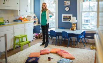 Colleen Shannon stands in a room at the Children's Place.