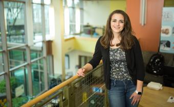 Melanie Nelson in the Lesley student center