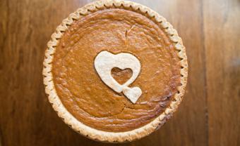 Sweet potato pies with a piece of heart-shaped dough in the center.