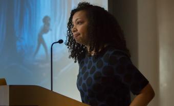 Tracey Baptiste at podium