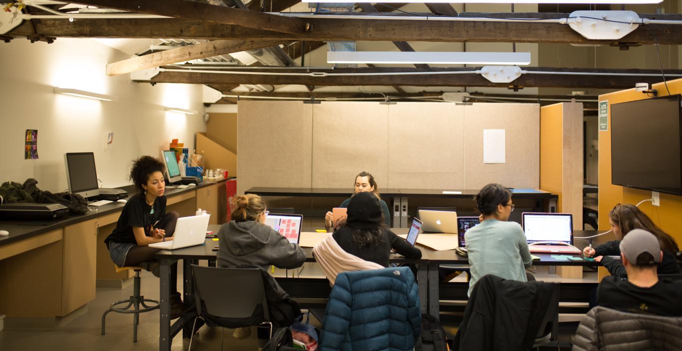 stuents working together in design studio