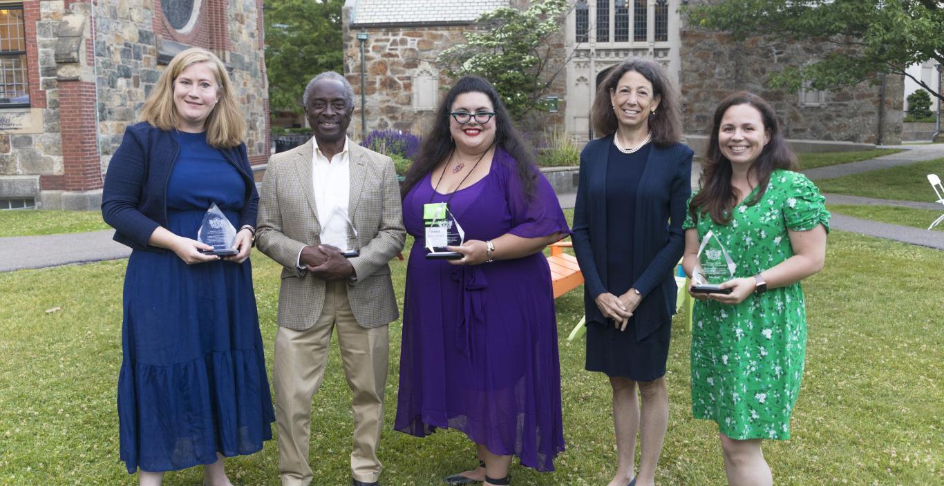 2022 Alumni Award winners with President Janet L. Steinmayer