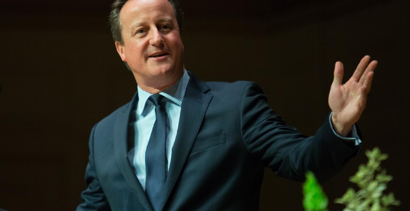 David Cameron addresses the audience at Symphony Hall.