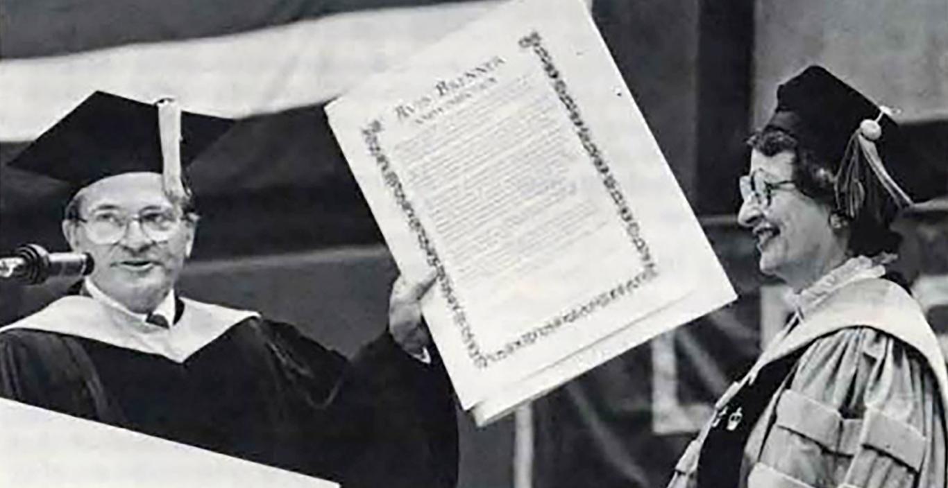 Dr. Avis Brenner receives a citation upon her retirement