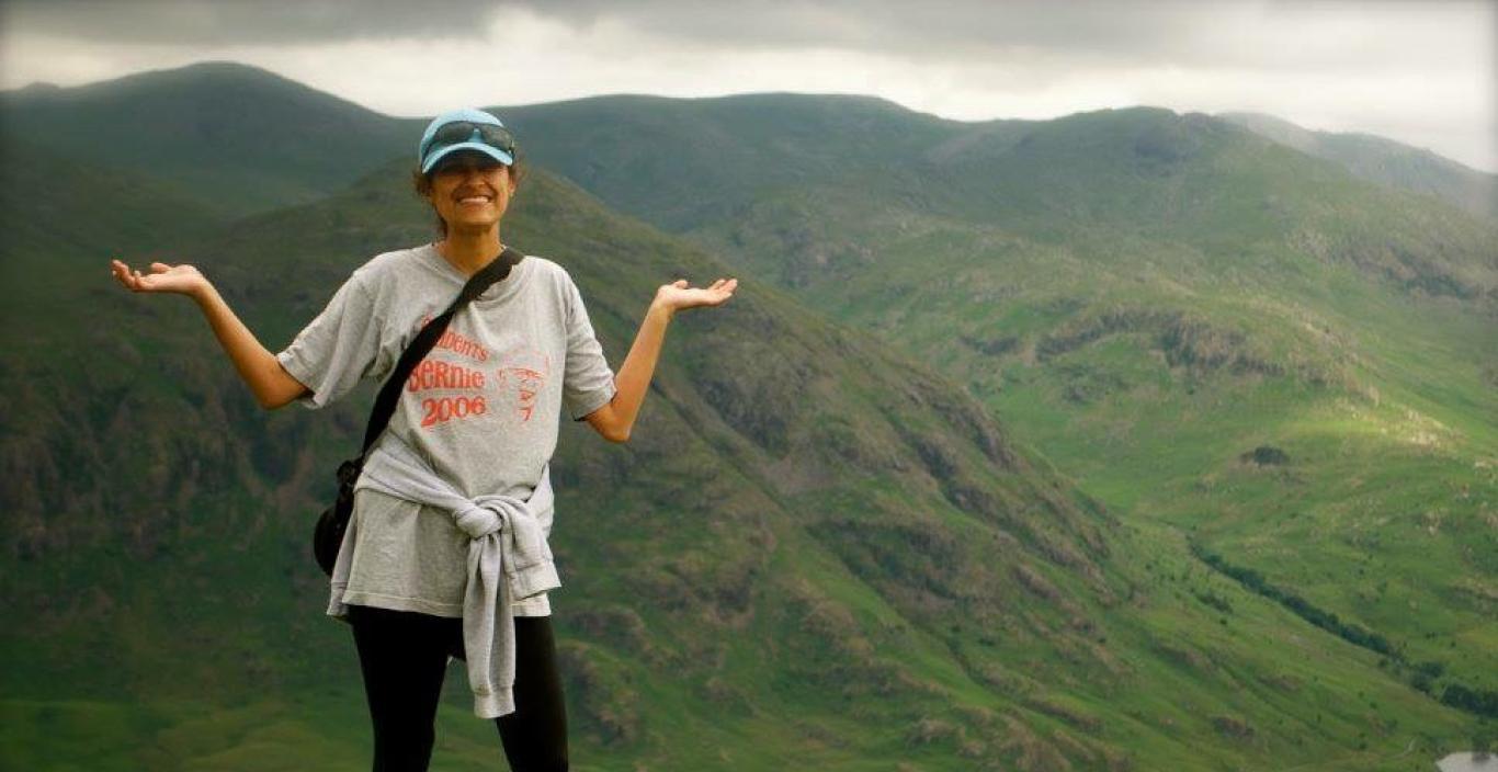 Laura Geidel on a hike through the mountains.