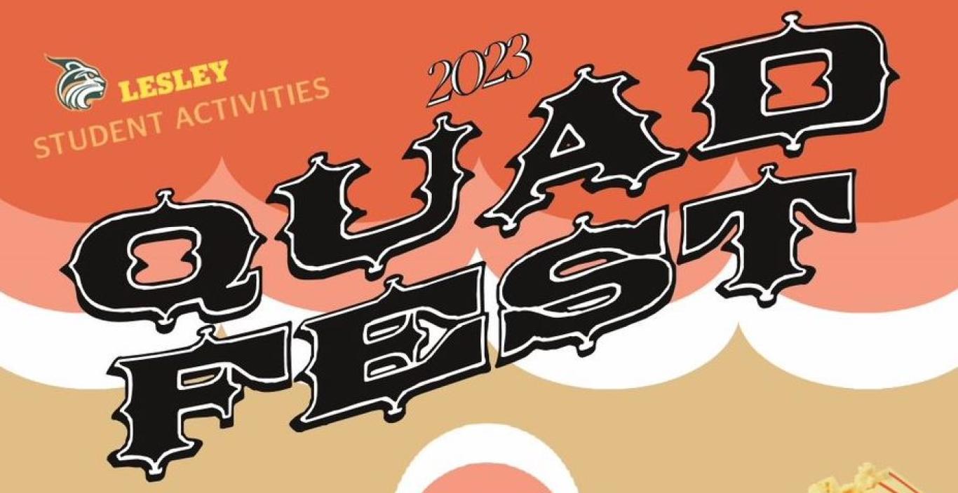 Poster for Quad Fest with orange, white, and yellow background.