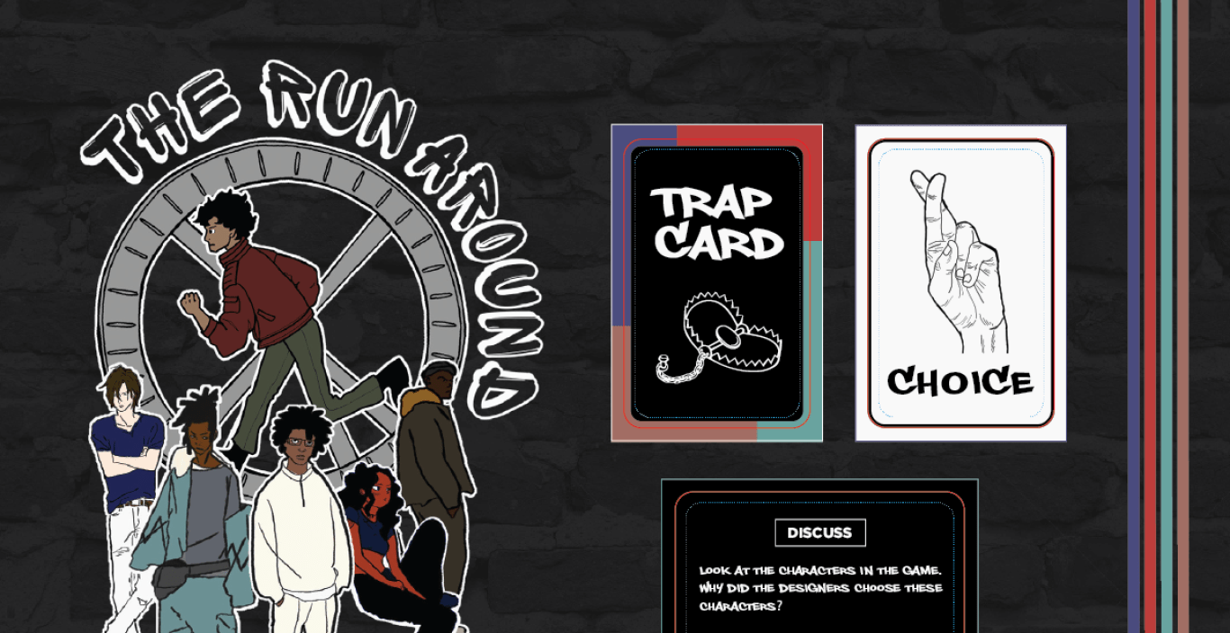Logo of The Run Around with samples of the cards