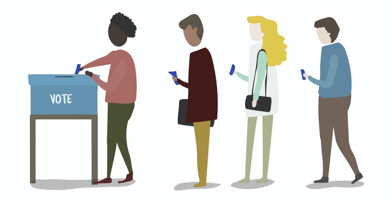 Illustration of people in line to vote