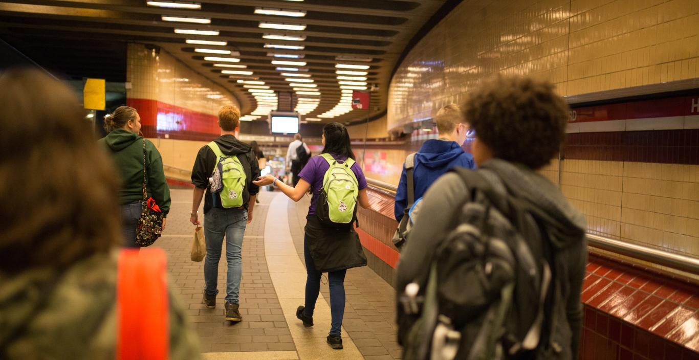Inside the Harvard Square subway station