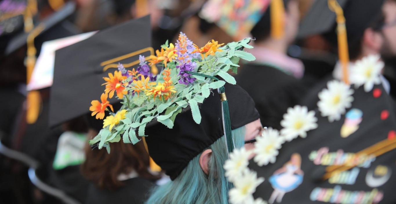 image of decorated mortarboards