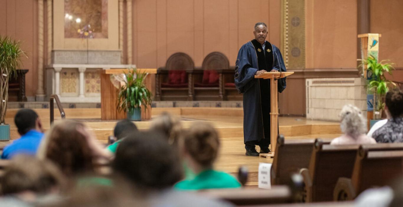 nathaniel mays speaking at first church for Convocation 2023
