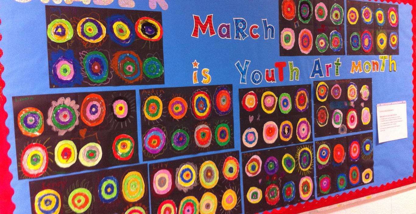 A bulletin board in alumna Simone Kivett's elementary classroom