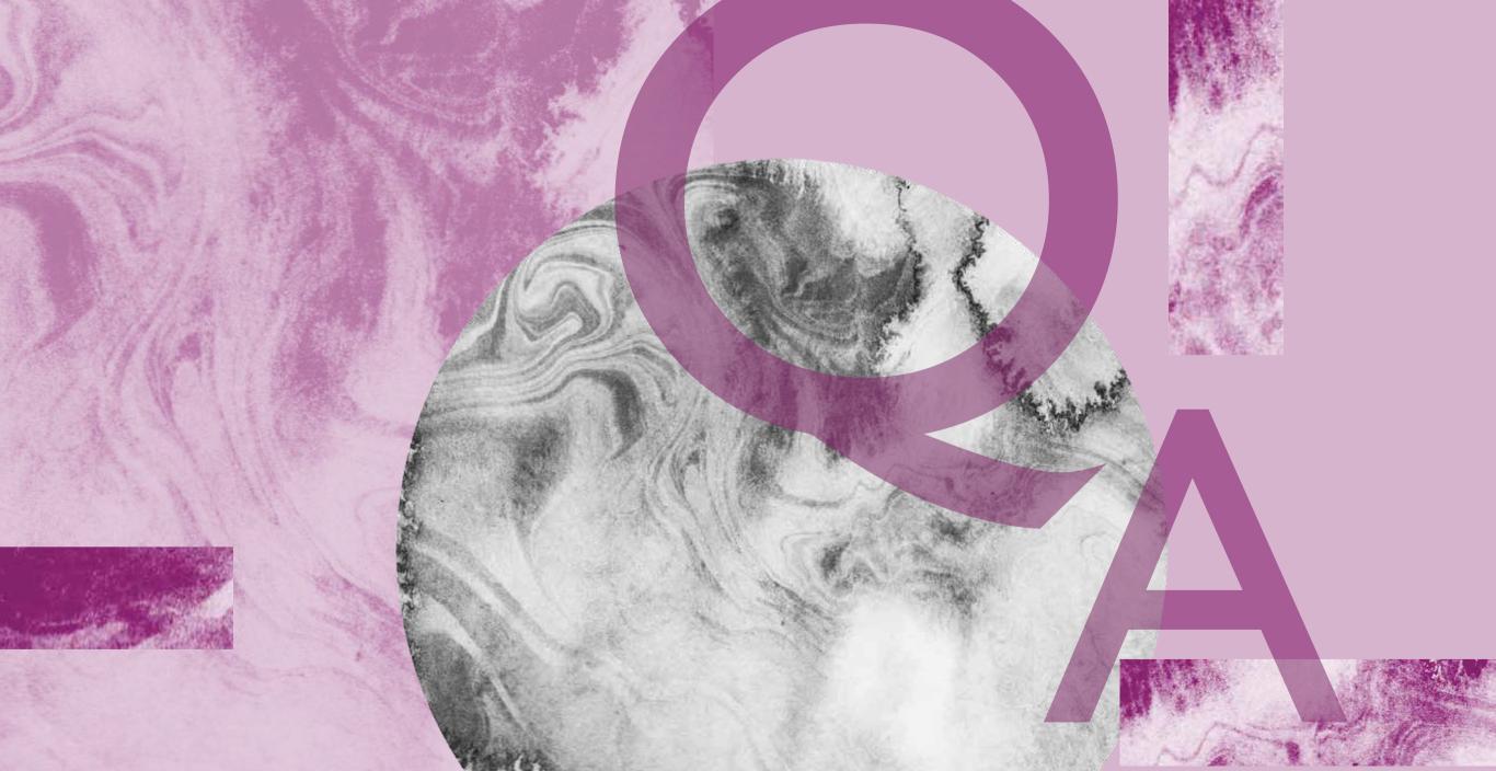 collaged image of purple and pink marbled shapes 