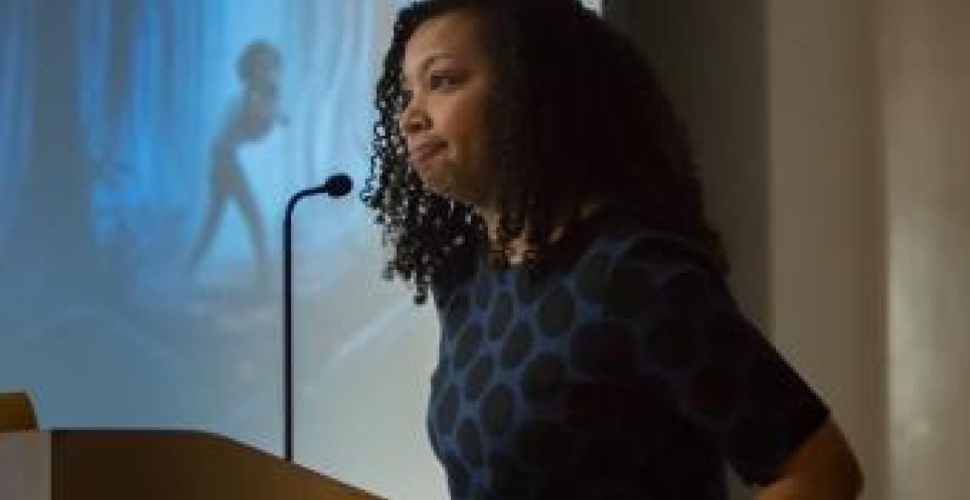 Tracey Baptiste at podium