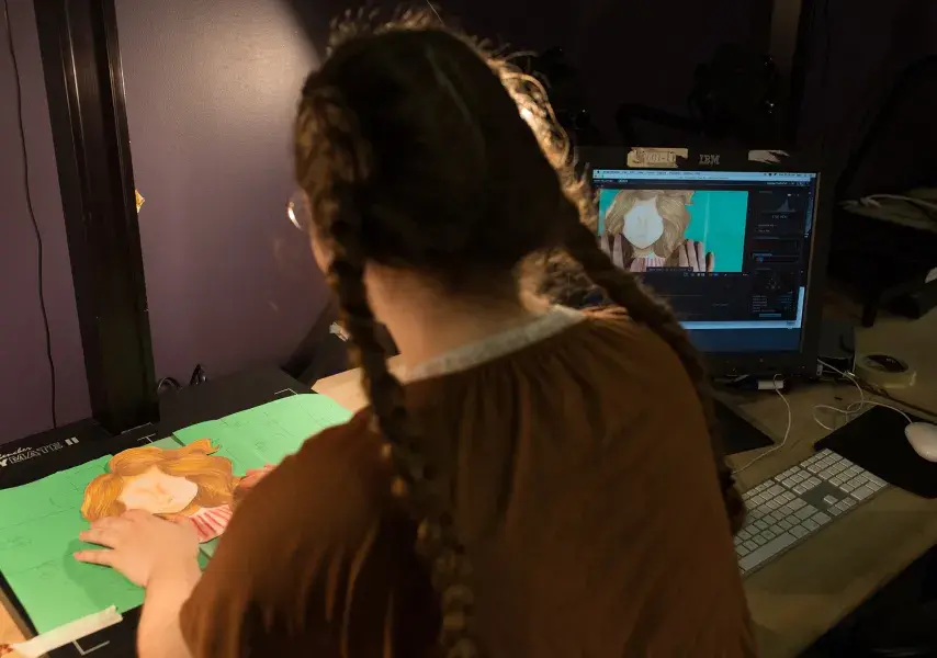 Student working on animation