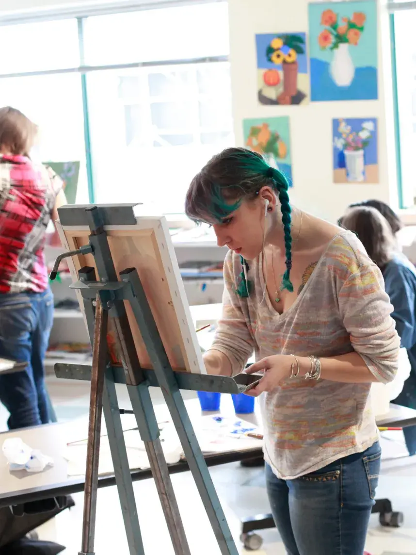 student at easel