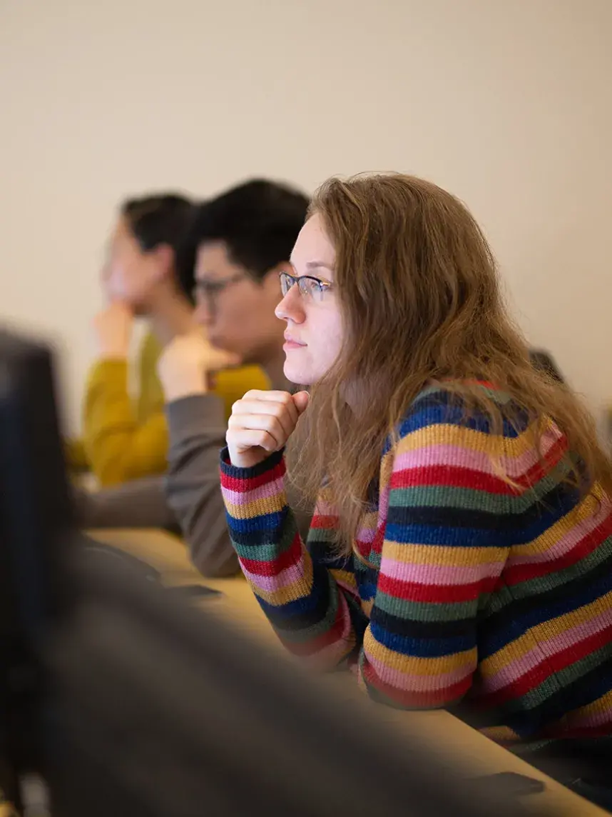 student working on computer