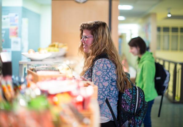 student shopping on campus