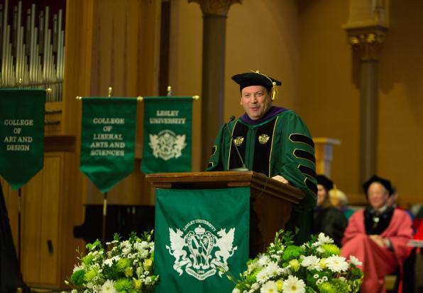 President Jeff A. Weiss delivers his inaugural address on March 25, 2017.
