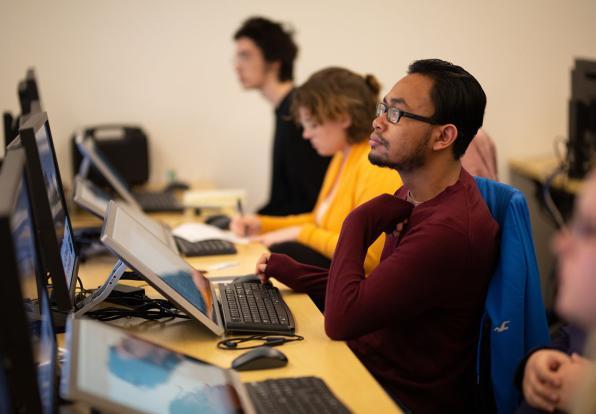VFX students working at computers