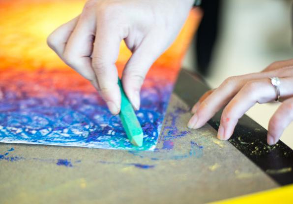 art therapy rainbow chalk drawing