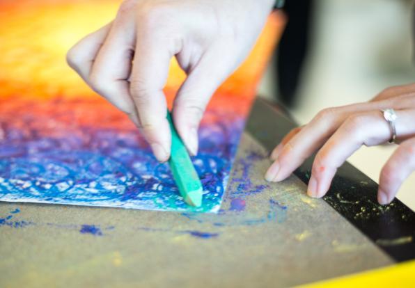 art therapy rainbow chalk drawing
