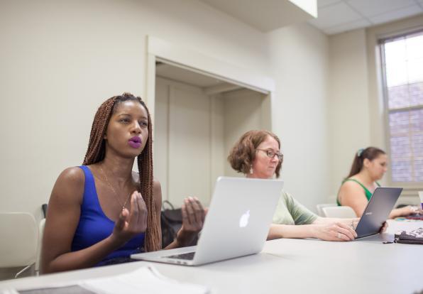 creative writing students in a classroom 