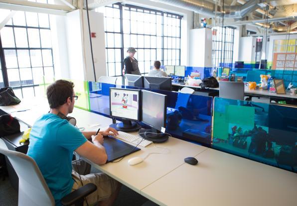 student working in an office for his internship