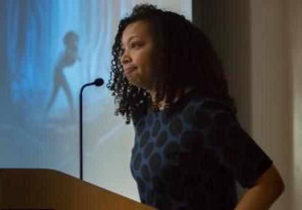 Tracey Baptiste at podium