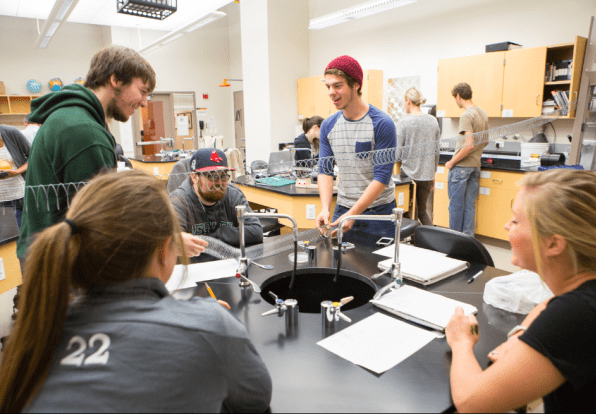 students in science class