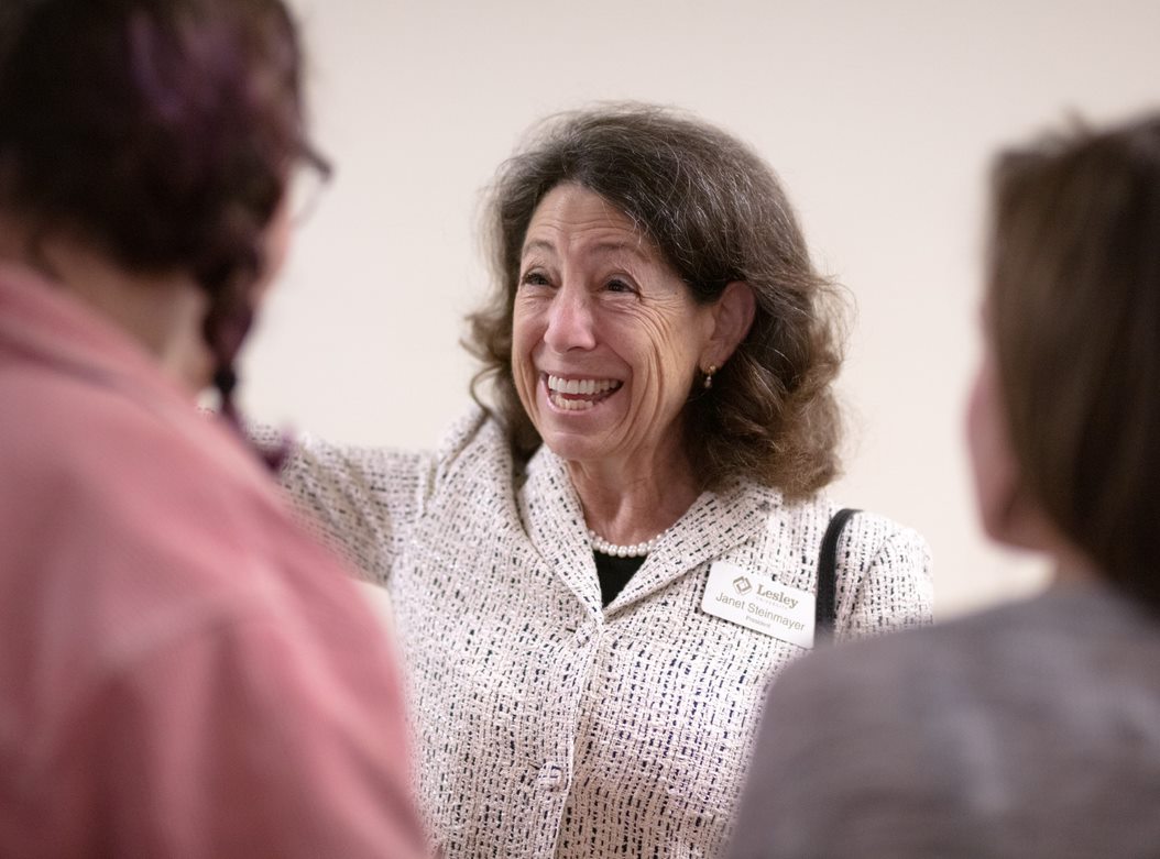 Janet L. Steinmayer chats and laughs during Jim Wilbur event
